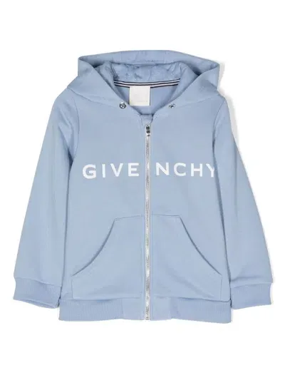 Givenchy Kids' Logo-printed Cotton Hoodie In 790-blue Cloud