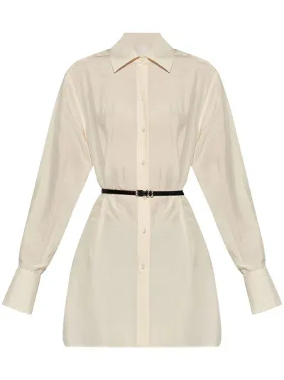 Givenchy Belted Silk Shirt In Light Beige