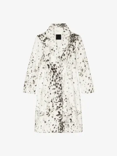 Givenchy Coat In Fur With Snow Leopard Print In White