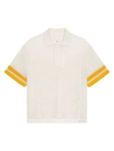 Givenchy Men's Knit Contrast-cuff Polo Shirt In Beige Orange