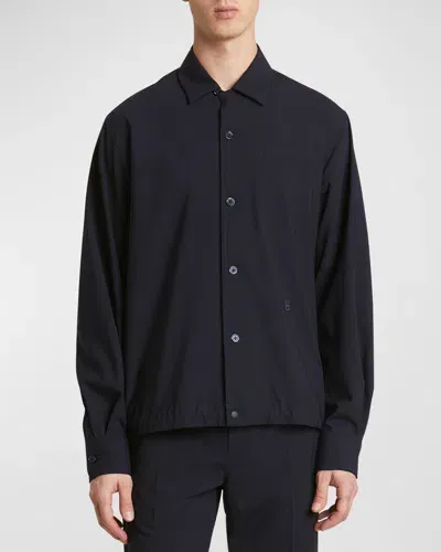 Givenchy Men's Wool Long-sleeve 4g Overshirt In Night Blue