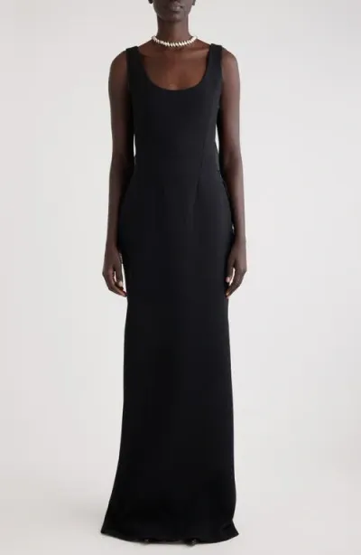 Givenchy Necklace Detail Cape Back Crepe Gown In Black