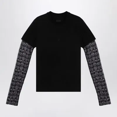 Givenchy Overlapping T-shirt In And Lace In Black