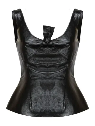 Givenchy Peplum Bow Detailed Sleeveless Top In Black