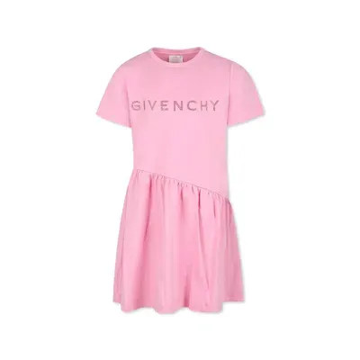 Givenchy Kids' Logo-studded Cotton Dress In Pink