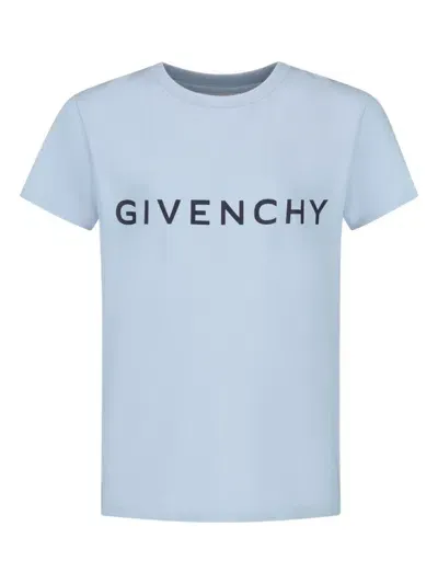 Givenchy Kids' Printed Cotton T-shirt In 377 Blue