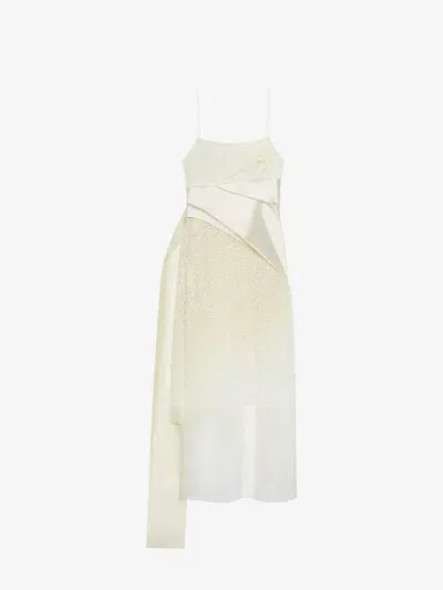 Givenchy Straps Dress In Silk Muslin With Embroidered Flowers In Beige