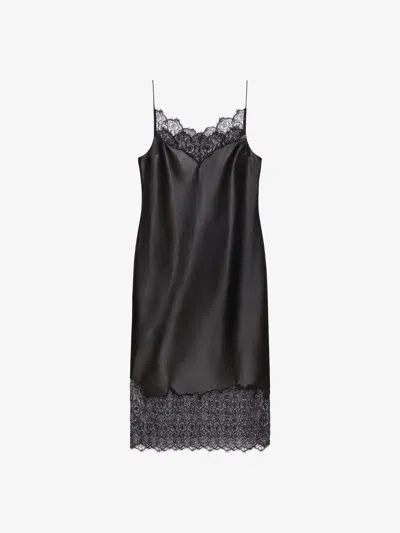 Givenchy Robe En Cuir Et Dentelle In Black