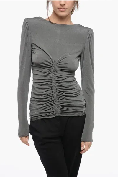 Givenchy Ruched Top With Padded Shoulders In Gray