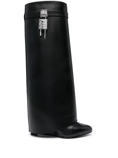 Givenchy Shark Lock 100mm Leather Boots In Black