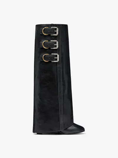 Givenchy Shark Lock Buckles Boots In Leather In Black