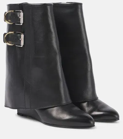 Givenchy Shark Lock Buckles Leather Ankle Boots In Black