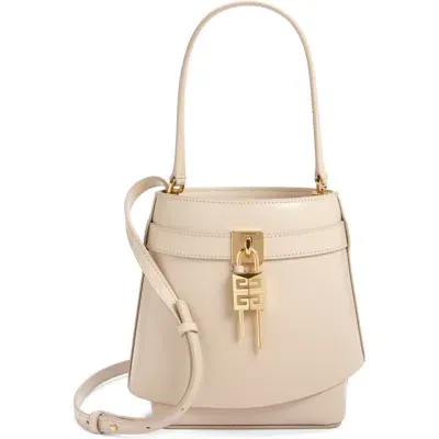 Givenchy Shark Lock Leather Bucket Bag In Neutral