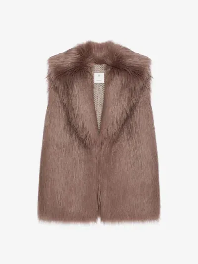 Givenchy Sleeveless Jacket In Faux Fur And Knit In Multicolor