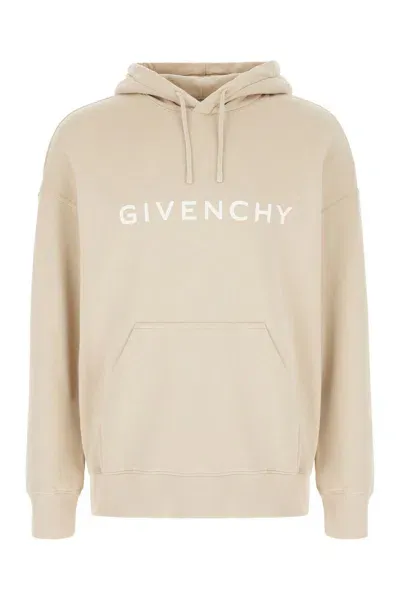 Givenchy Logo-print Cotton Hoodie In Beige