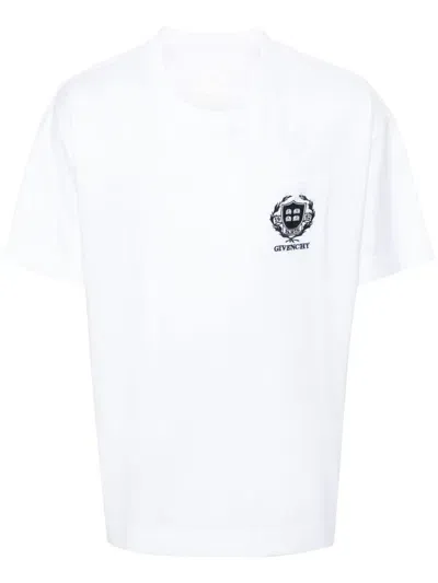 Givenchy Logo-embroidered Cotton T-shirt In White