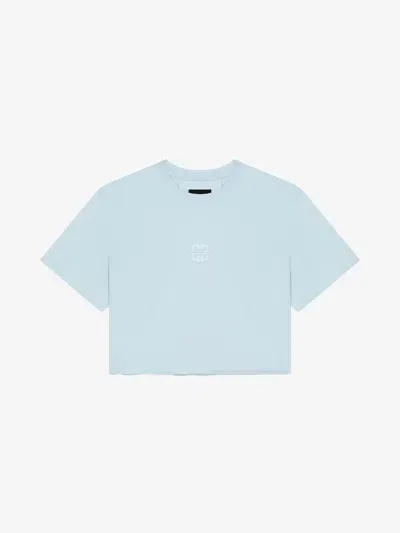 Givenchy T-shirt Cropped 4g Liquid En Coton In Blue