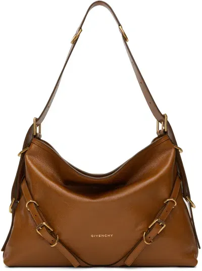 Givenchy Caramel Leather Medium Voyou Shoulder Bag In 222-soft Tan