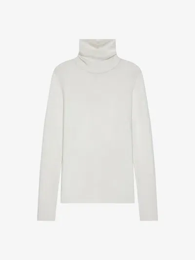 Givenchy Turtleneck Sweater In Wool And Silk With Pearls In Beige