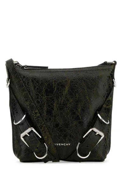 Givenchy Two-tone Leather Voyou Crossbody Bag In Blackyellow