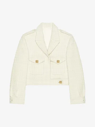 Givenchy Cropped Jacket In Tweed With 4g Liquid Detail In Beige