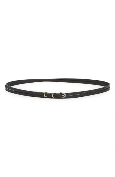 Givenchy Voyou Double Wrap Leather Skinny Belt In Black