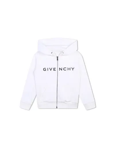 Givenchy Kids' White Zip-up Hoodie With  4g Logo