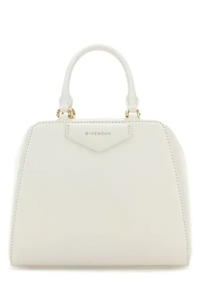 Givenchy Ivory Leather Mini Antigona Cube Handbag In White