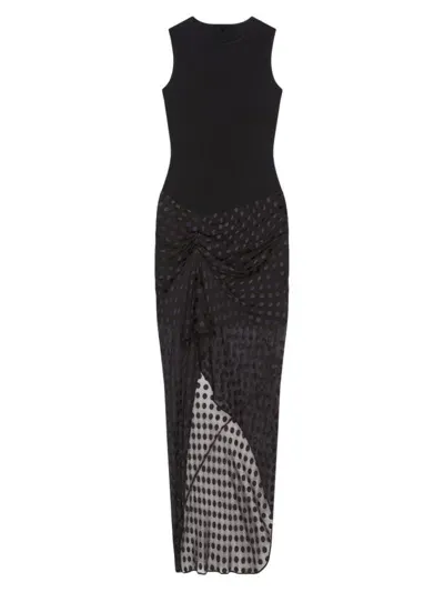 Givenchy Draped Dress In Jersey And Polka Dots Dévoré Satin In Black