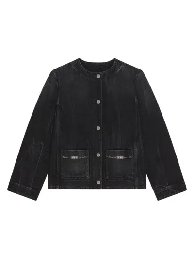 Givenchy Collarless Button-front Denim Jacket In Black