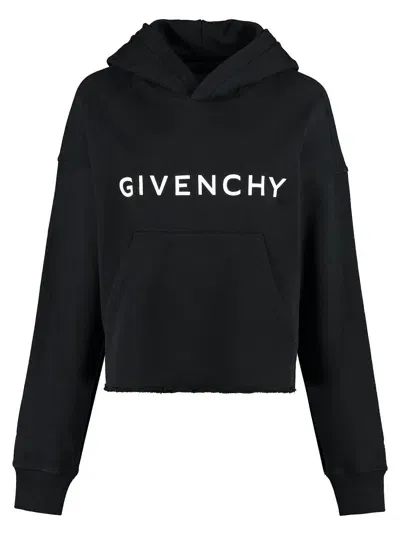 Givenchy Logo Print Hoodie In Black