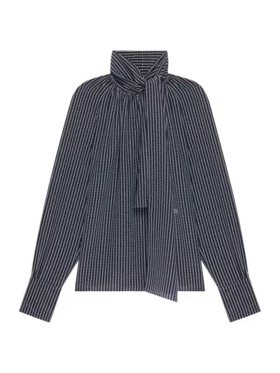 Givenchy Women's Polka Dots Blouse In Silk With Lavalliere In Navy White