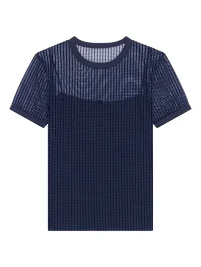 Givenchy Women's Slim Fit Polka Dots T-shirt In Tulle In Navy