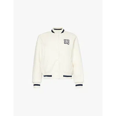 Givenchy Womens White Vy 4g-embroidered Relaxed-fit Wool Bomber Jacket