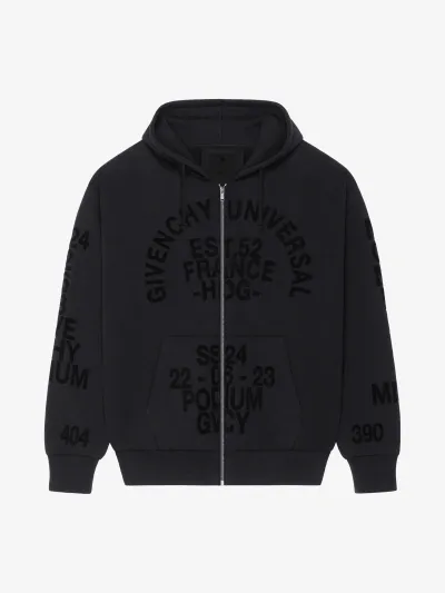 Givenchy Zipped Hoodie In Fleece In Black