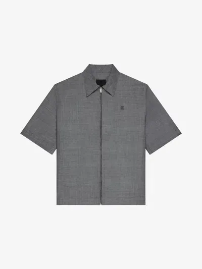 Givenchy Zipped Shirt In Wool With 4g Detail In Black