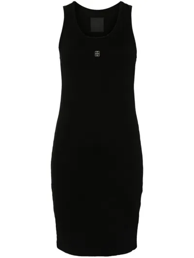 Givenchy Sleek Ribbed Dress With Elegant Design And Subtle Logo Detail In Black