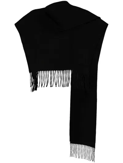 Goen J Fringed Muffler Poncho In Black