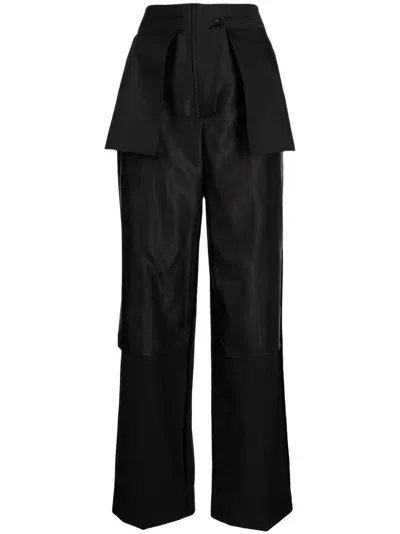 Goen J Inside-out Straight-leg Trousers In Black