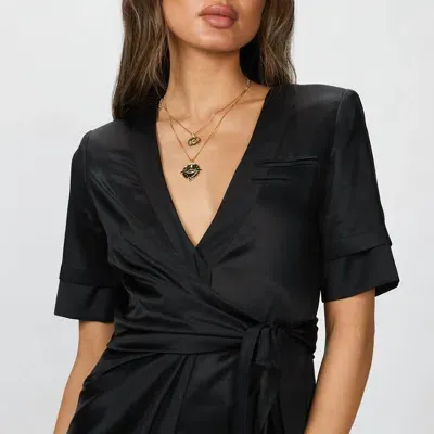 Goen J Inside-out Short Wrap-blazer In Black