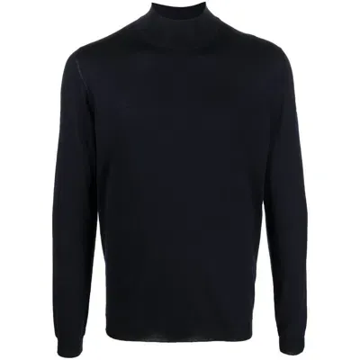 Goes Botanical Fine-knit High-neck Jumper In Blue