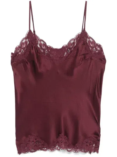 Gold Hawk Lace-trim Camisole In Red