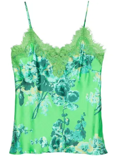 Gold Hawk Top In Apple Green Napa Floral