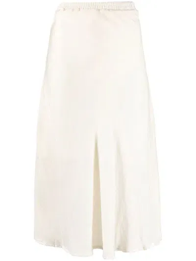 Gold Hawk Velvet Long Skirt In White