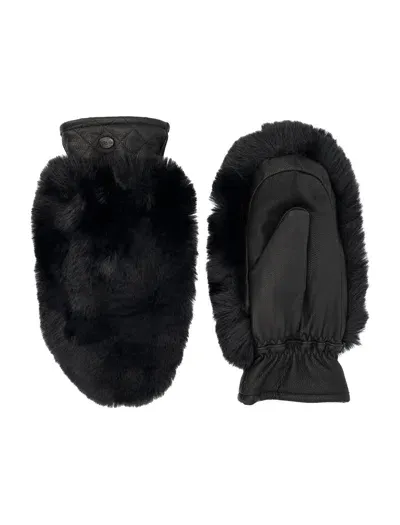 Goldbergh Hill Faux Fur & Leather Mittens In Black