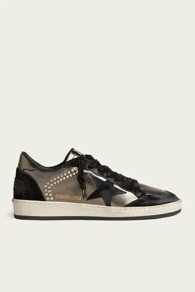 Golden Goose Ball-star Black Laminated Leather Sneaker