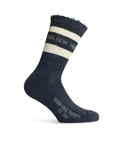 Golden Goose Blue Cotton Socks In Black