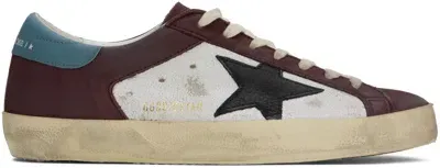 Golden Goose Burgundy & White Super-star Sneakers In Whit/rd Win/blck/tl