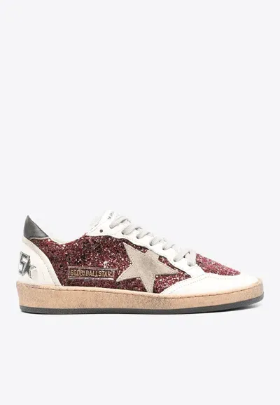 Golden Goose Db Ball Star Paneled Sneakers In Bordeaux