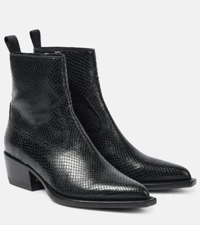 Golden Goose Debbie Snake-effect Leather Ankle Boots In Black